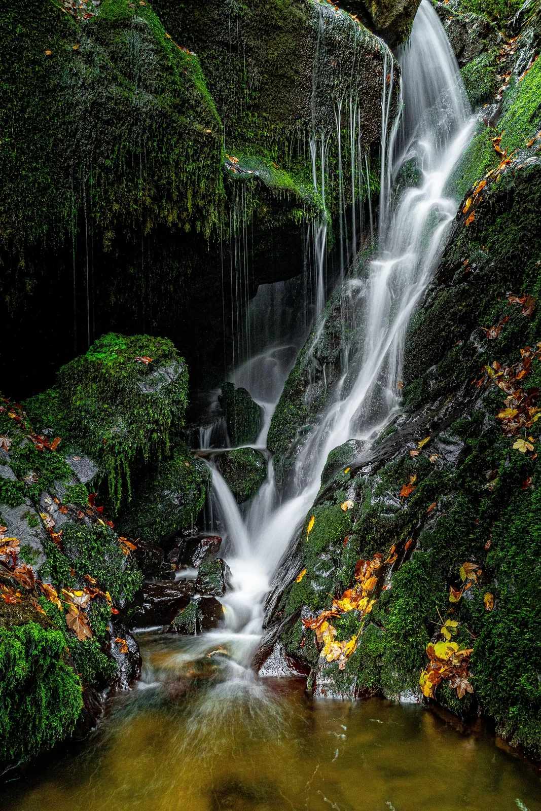 AI-generated waterfall landscape scene for cinematic social visuals